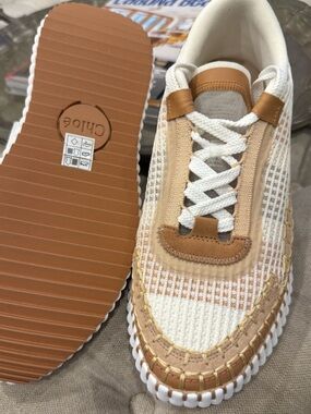 Chloe Shoes | New Chloe Nama Sneaker | Size 40 Women's | Color: Beige Cream